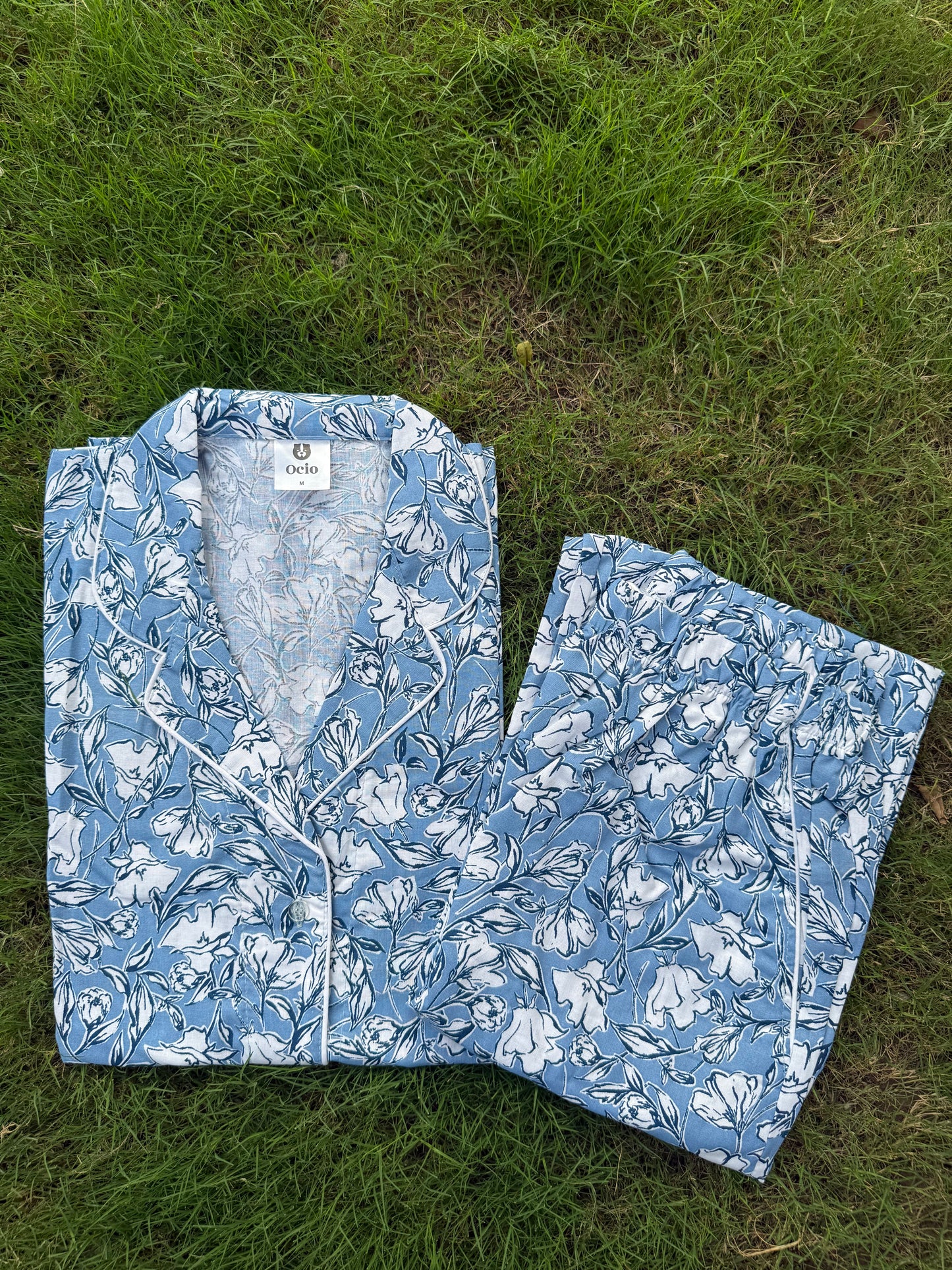 Half Sleeves Blue Floral - HPJ165