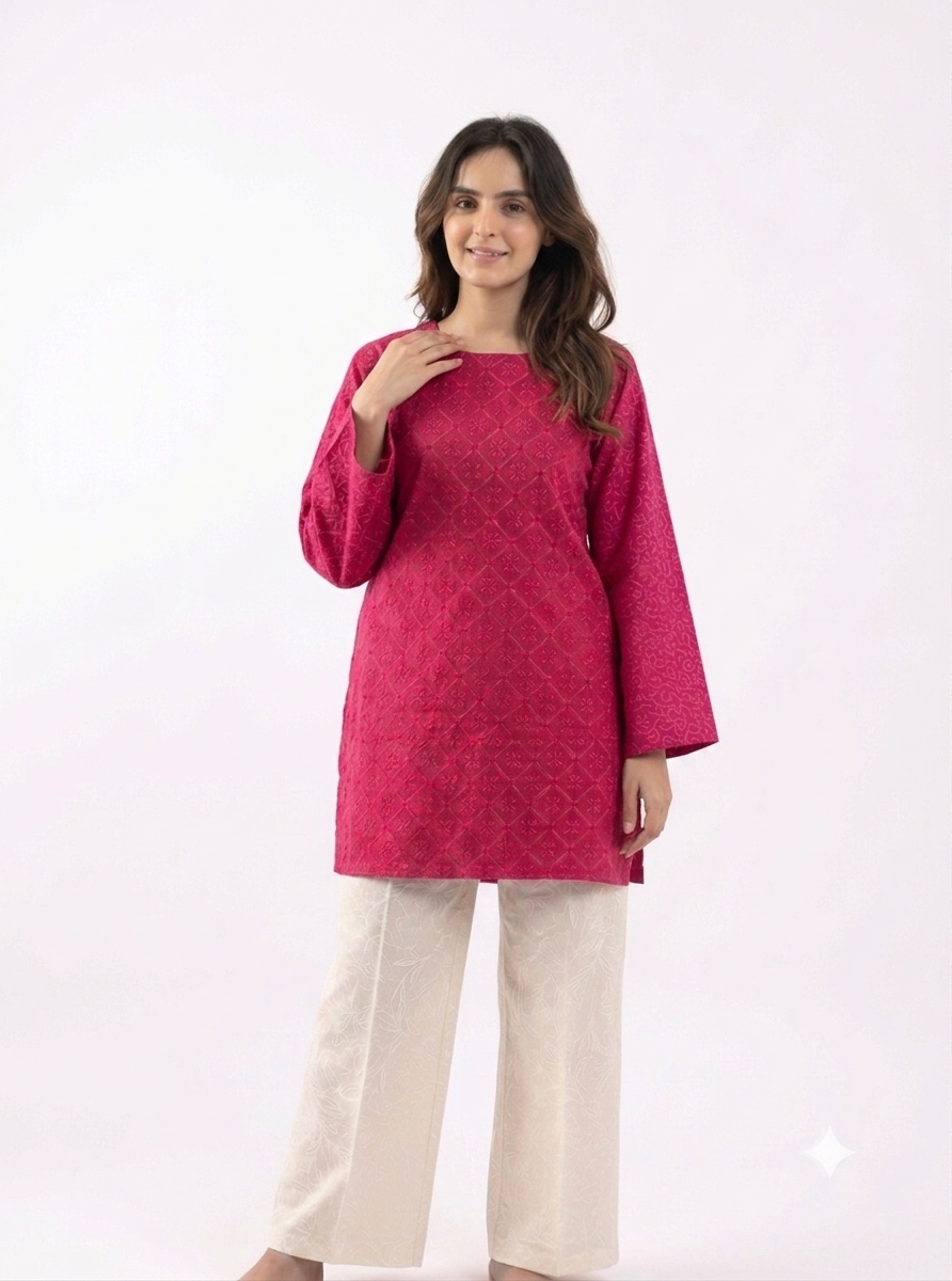 Red Embroidered with White Trouser- CW95