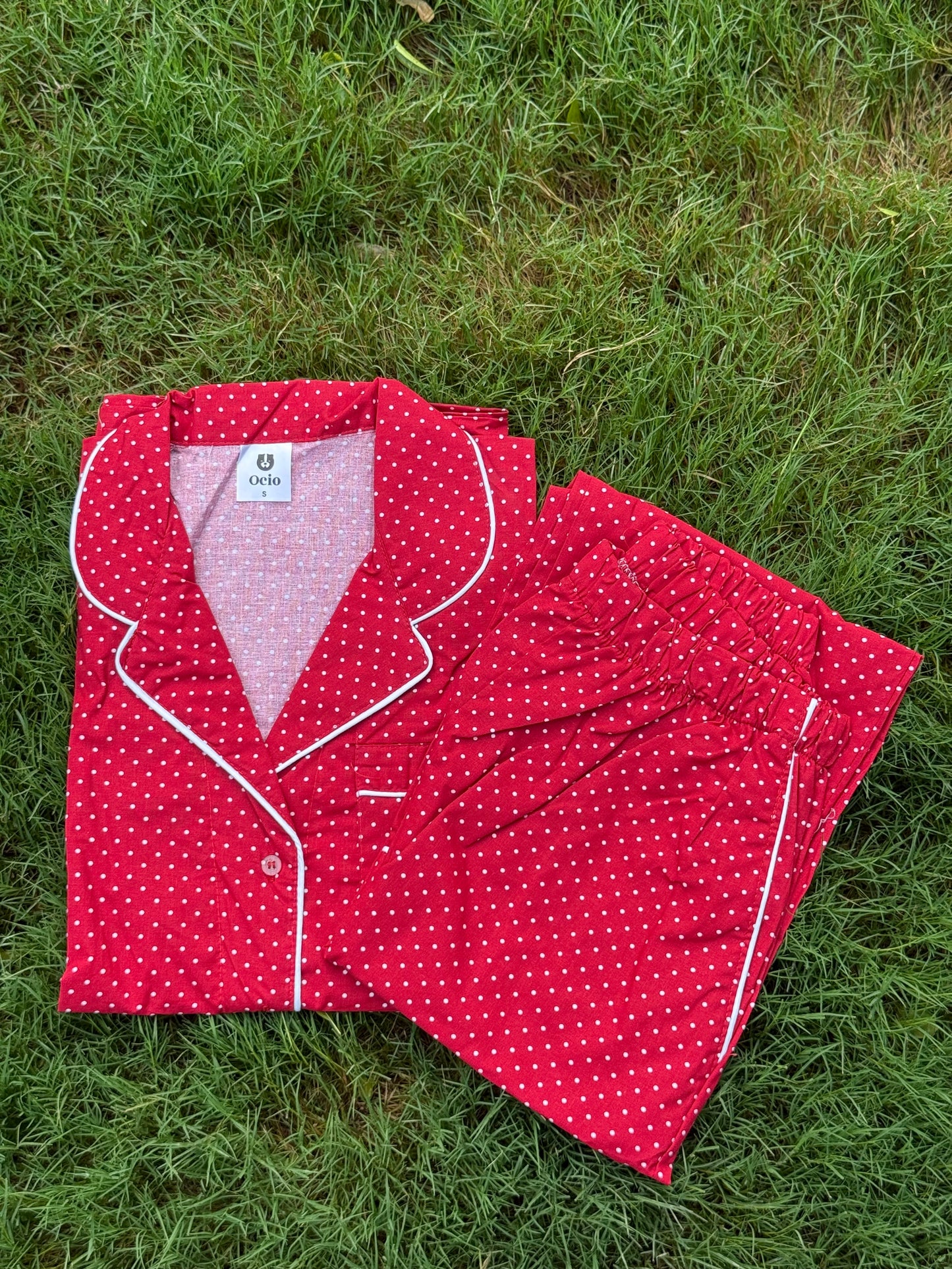 Half Sleeves Red Polka - HPJ100