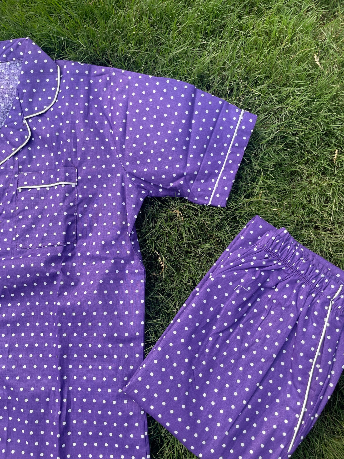 Half Sleeves Violet Polka - HPJ25
