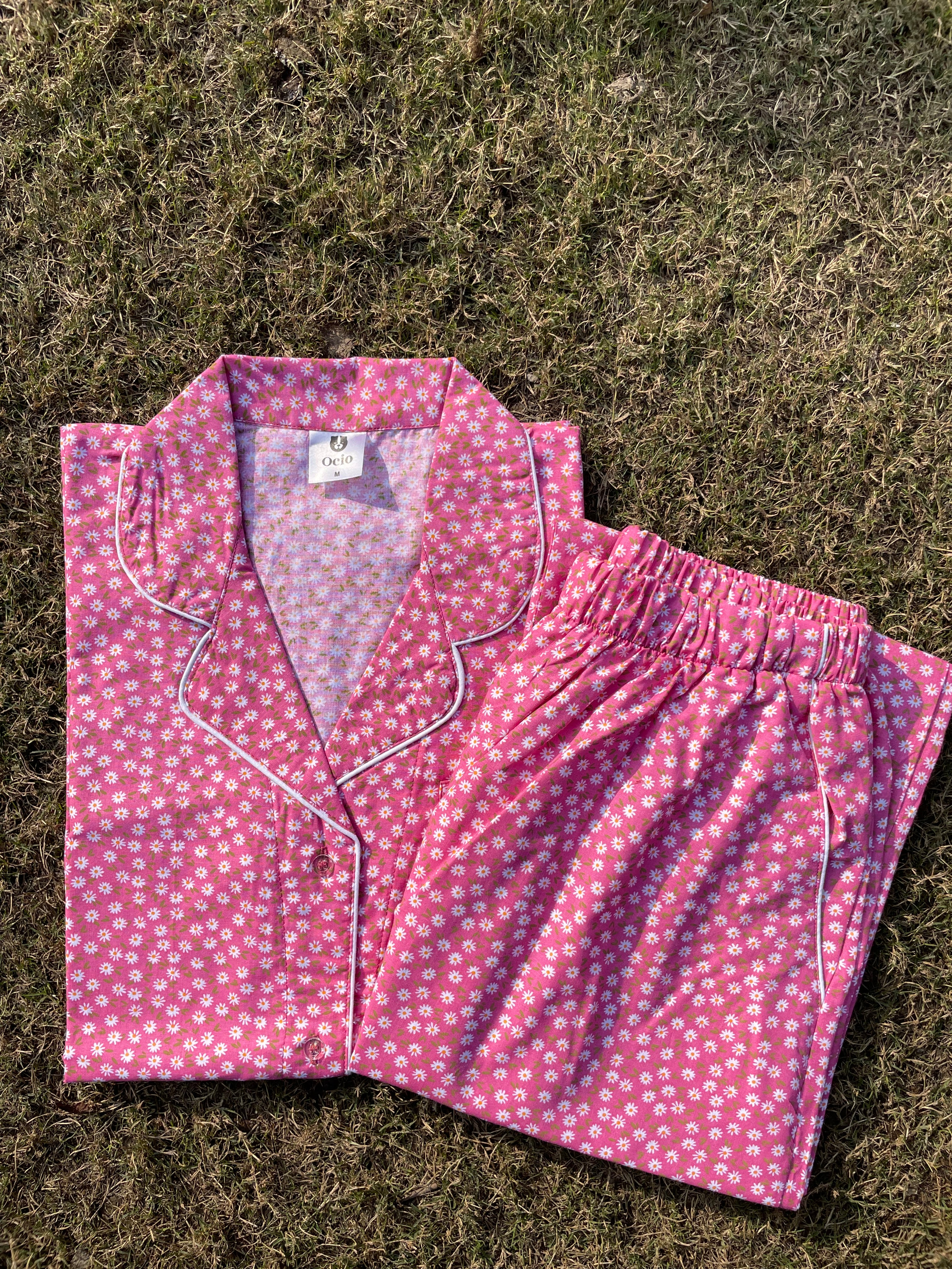 Half Sleeves Pink Daisy- HPJ255