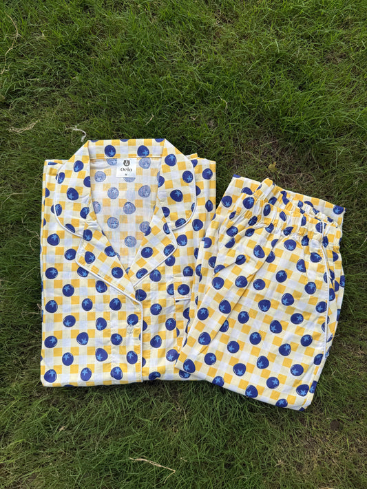 Half Sleeves Yellow Checks - HPJ145