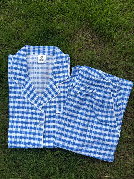 Half Sleeves Blue Checks - HPJ160