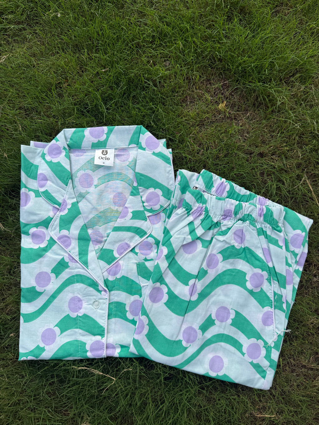 Wavy Green Maternity PJ - MT15