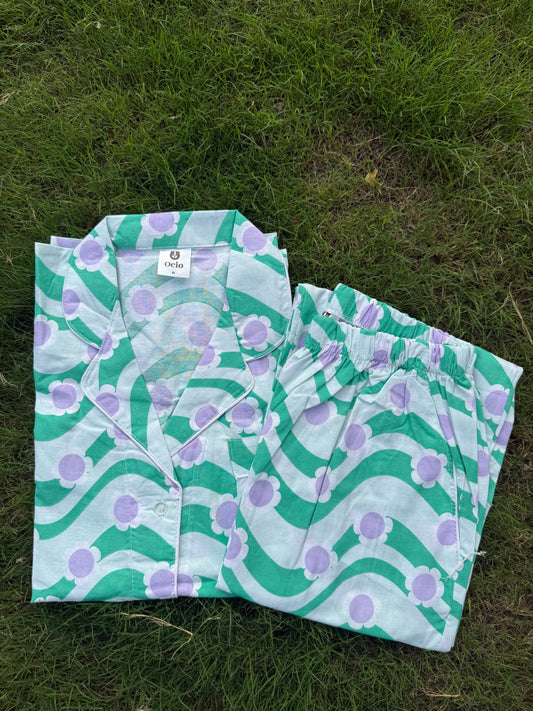 Half Sleeves Wavy Green - HPJ150