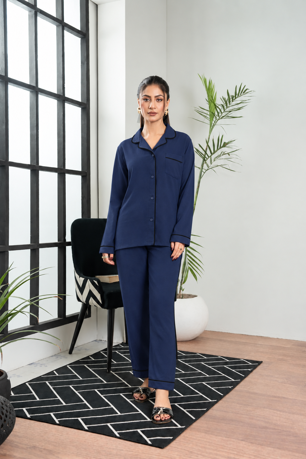 Plain Blue Silk PJ - SPJ60