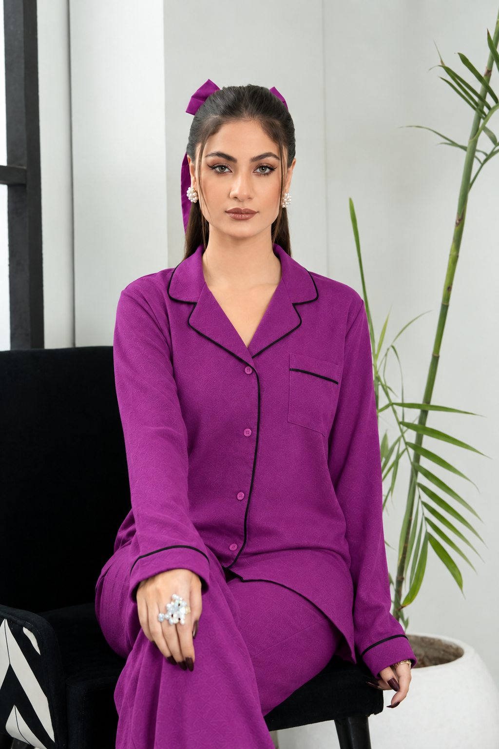 Plain Purple Silk PJ - SPJ65