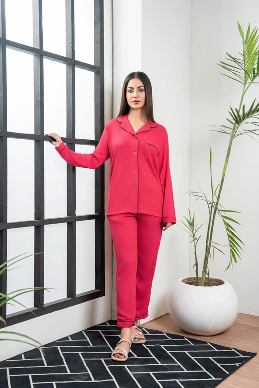 Plain Cherry Silk Winter PJ - SPJ30