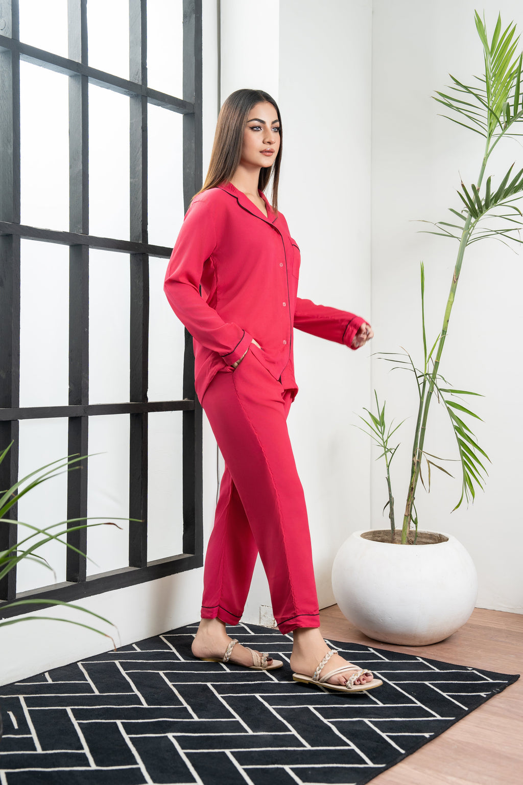 Plain Cherry Silk PJ - SPJ30