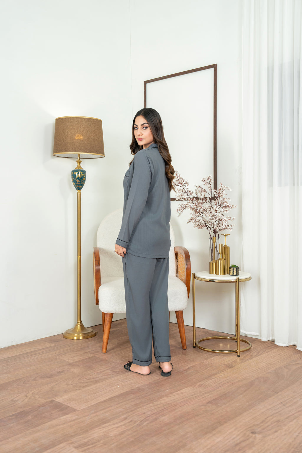 Plain Grey Silk PJ - SPJ15
