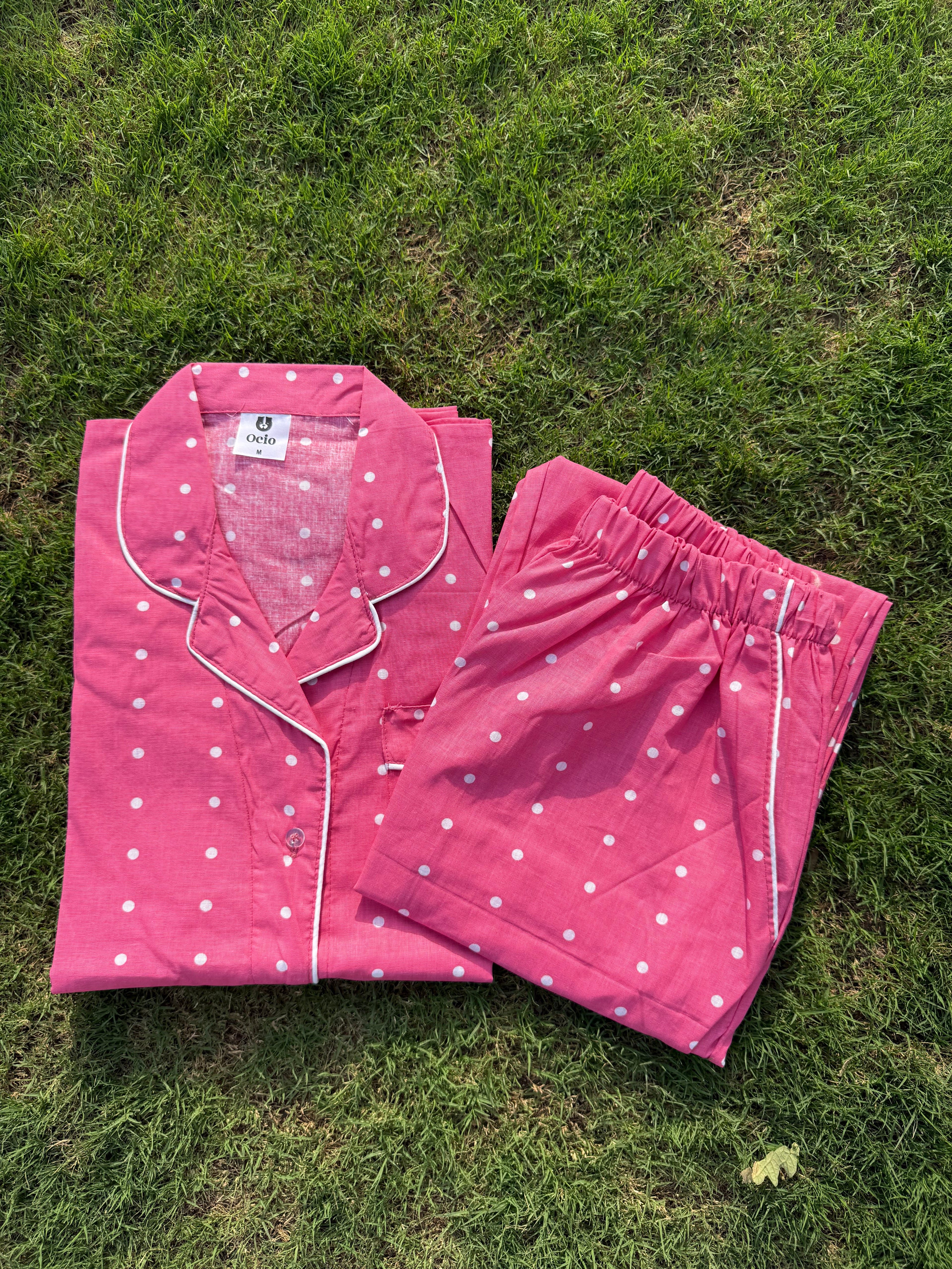 Half Sleeves Big Pink Polka - HPJ245