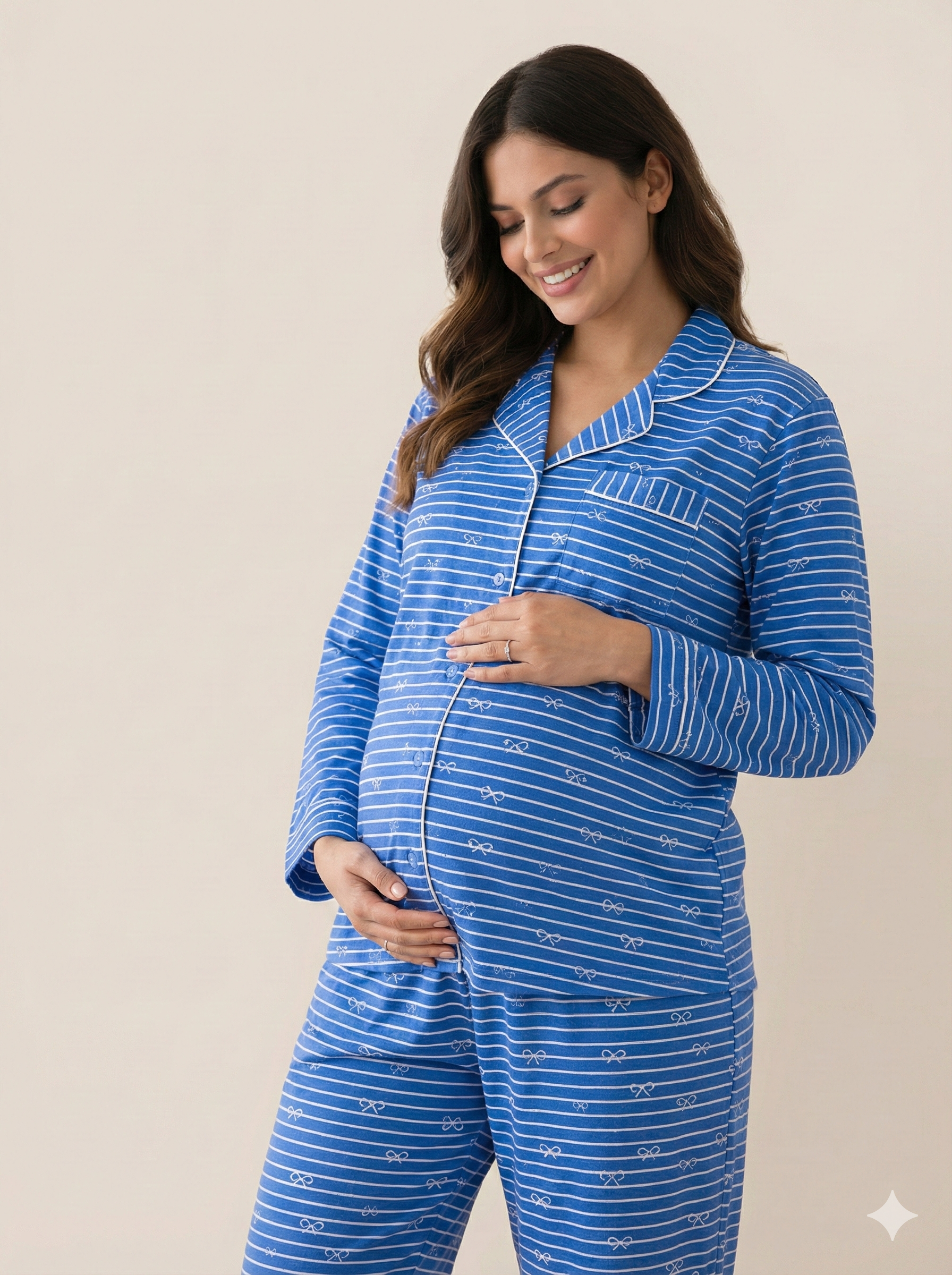 Blue Bows Maternity PJ - MT65