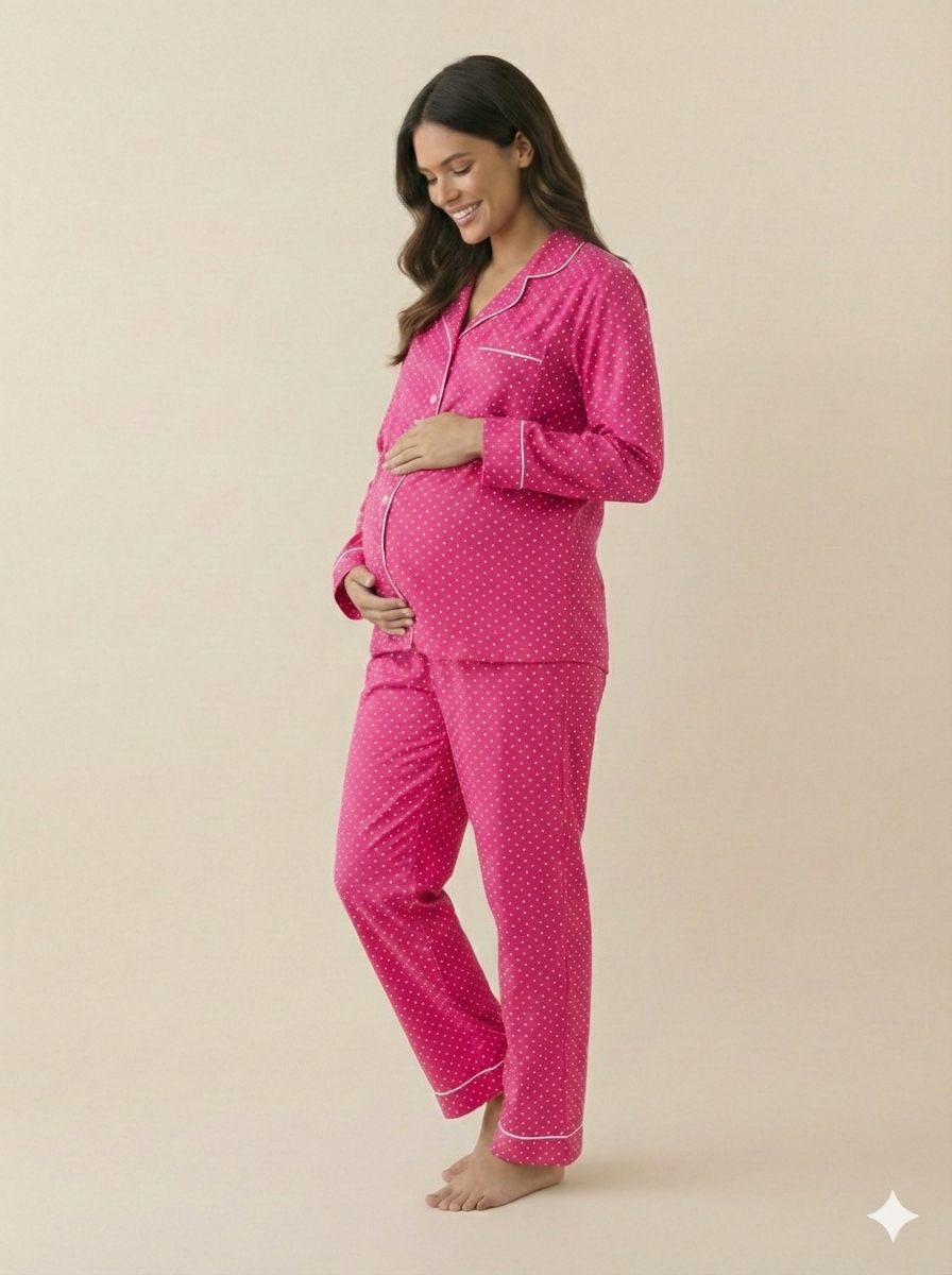 Pink Polka Maternity PJ - MT1