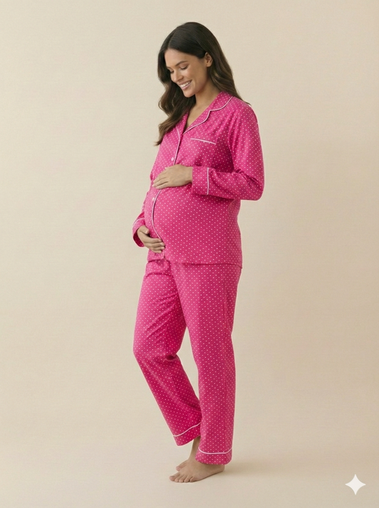Pink Polka Maternity PJ - MT1