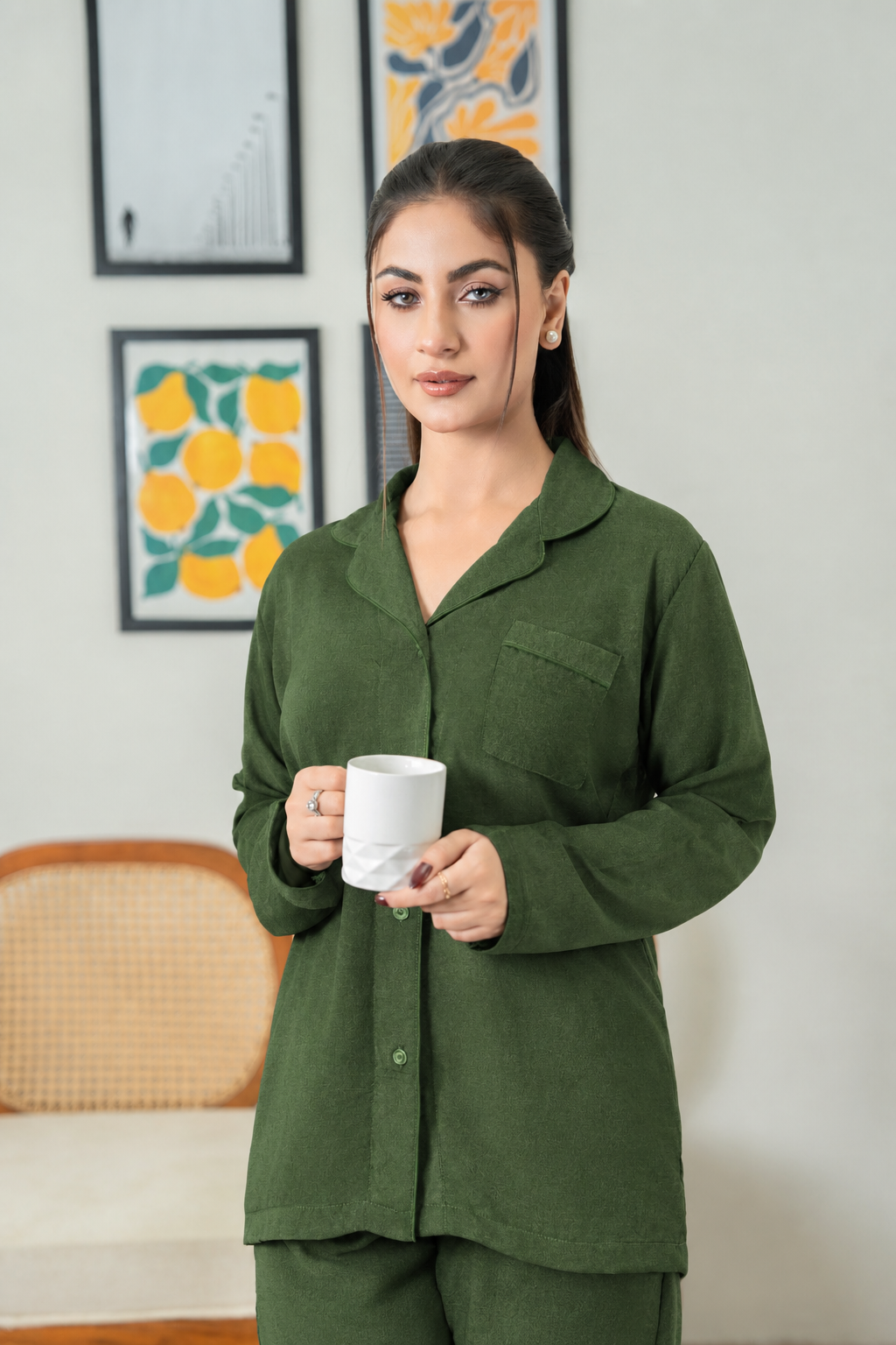 Plain Green Silk PJ - SPJ50