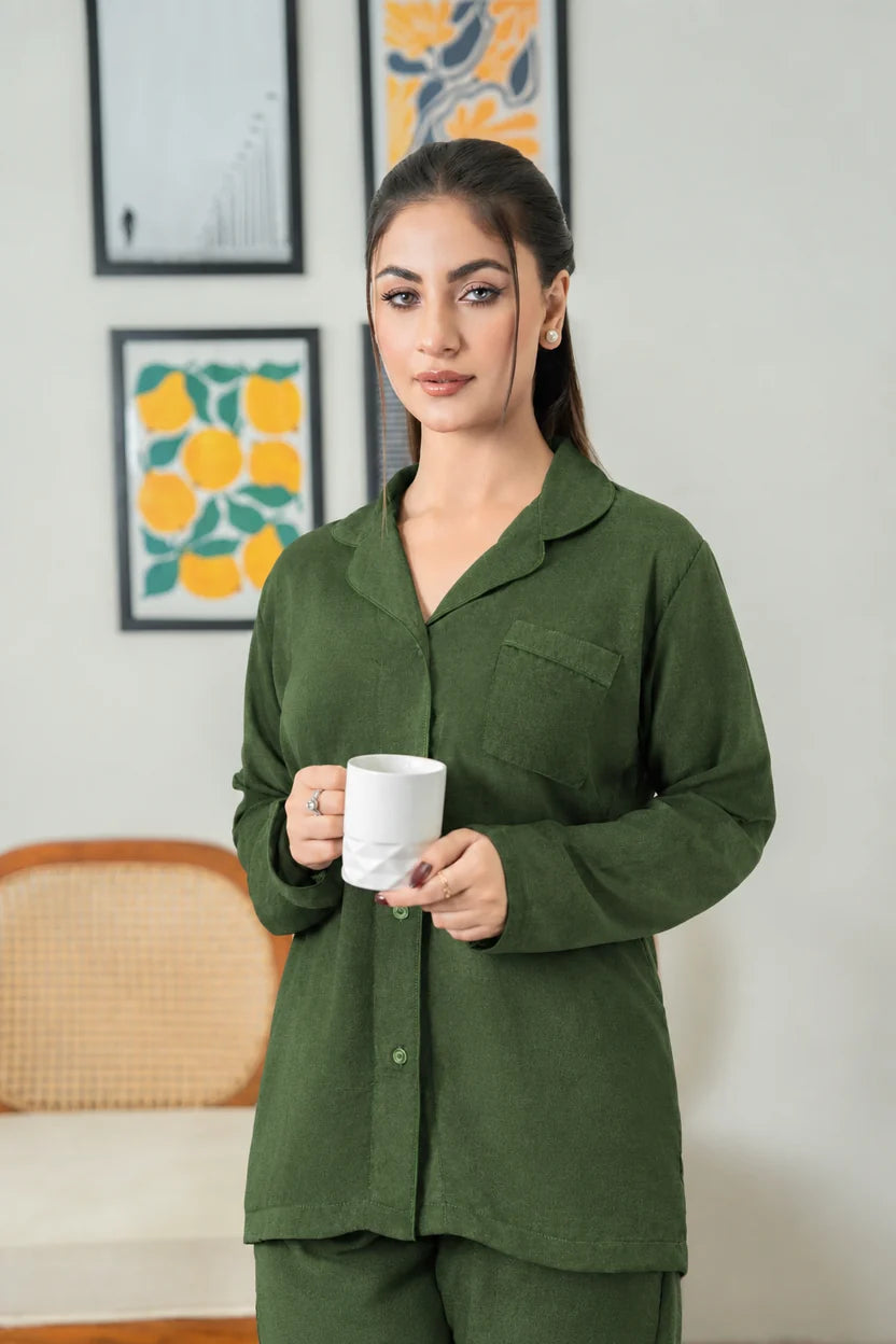 Plain Green Silk PJ - SPJ50
