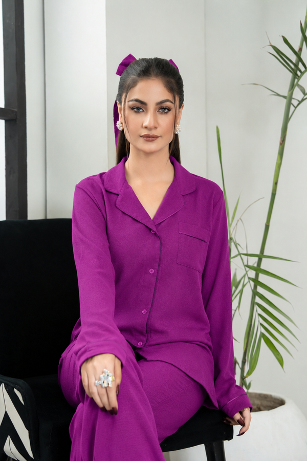 Plain Purple Silk PJ - SPJ65