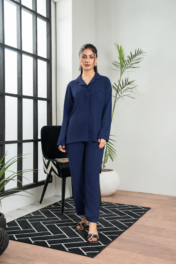 Plain Blue Silk PJ - SPJ60