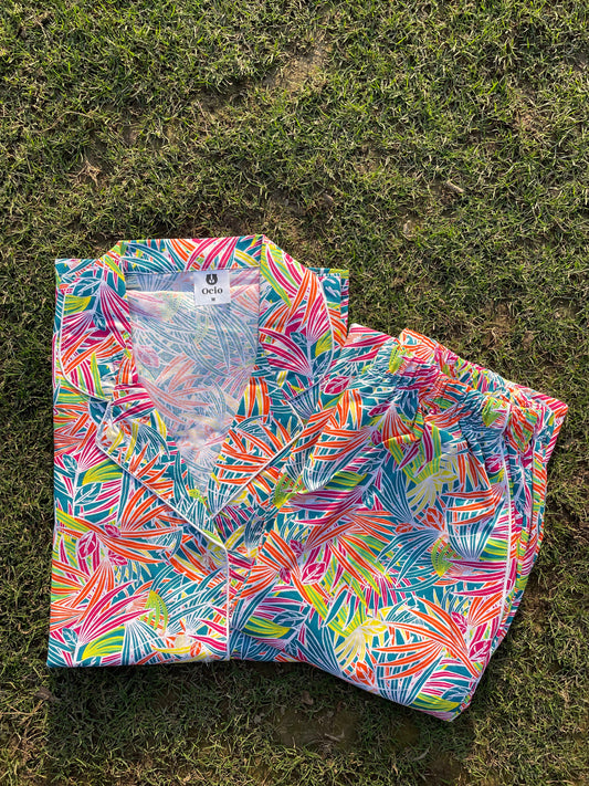 Half Sleeves Tropical Leaves - HPJ35